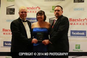 Actor and premiere MC, Mike Schroerlucke with Candy and Mark Beard at the Vanished red carpet film premiere. 09.13.14