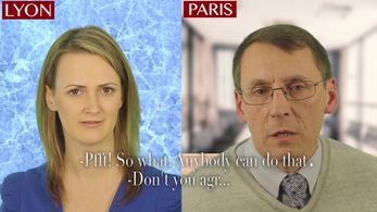 Still of Géraldine Dulex and Philip Orawski in 'Creative Block' - bilingual short