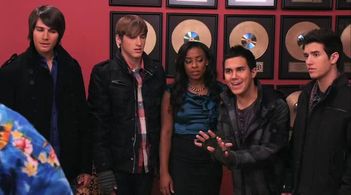 Kendall Schmidt, Carlos PenaVega, Tanya Chisholm, James Maslow, and Logan Henderson in Big Time Rush (2009)