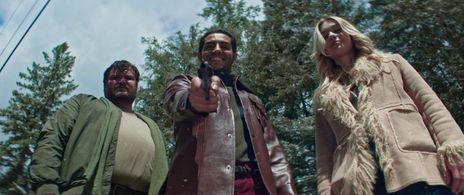 Mena Massoud, Olivia Scott Welch, and Derek Johns in The Sacrifice Game (2023)