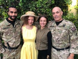 Christopher Loverro with members of Warriors For Peace Theatre.