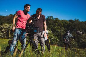 Giles Alderson & DoP Stuart White on set of Boudica