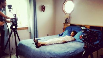 Alicia Monet Caldwell as Sonya. Behind the scenes on set of Clyde Cooper