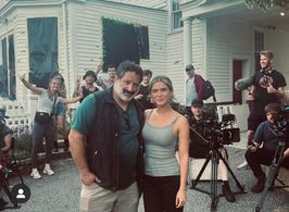 Glenn Ciano, Anna Marie Dobbins on the set of Sins of the Preacher's Wife