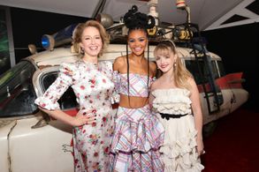 Carrie Coon, Mckenna Grace, and Celeste O'Connor at an event for Ghostbusters: Afterlife (2021)