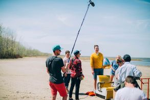 Griffin on the set of 