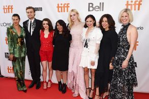 Amelia Warner, Elle Fanning, Haifaa Al-Mansour, Bel Powley, Douglas Booth, Maisie Williams, and Emma Jensen at an event 