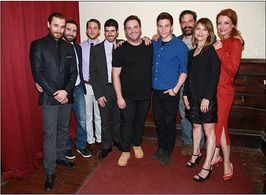 Opening night of Daniel Talbott's 'Afghanistan, Zimbabwe, America, Kuwait', Rattlestick Playwrights Theater (left to rig