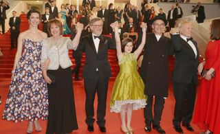 Steven Spielberg, Kathleen Kennedy, Rebecca Hall, Frank Marshall, Mark Rylance, Penelope Wilton, and Ruby Barnhill