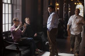 Michael Begler, Jeremy Bobb, and Jack Amiel on the set of The Knick 2013