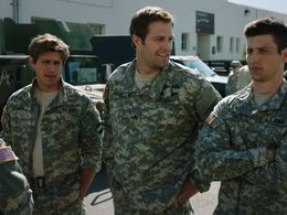 Geoff Stults, Christopher Lowell, and Parker Young in Enlisted (2014)
