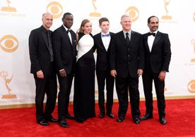 David Harewood, David Marciano, Jamey Sheridan, Navid Negahban, Jackson Pace, and Morgan Saylor at an event for The 65th
