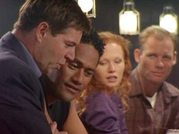 Colin Friels, Raelee Hill, Jay Laga'aia, and Brett Partridge in Water Rats (1996)