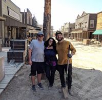Construction Coordinator Jeff Shewbert, Maria and Head Greensman Forest Terry working on Deadwood