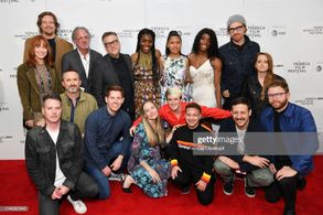 NEW YORK, NEW YORK - APRIL 26: Michael Barnett poses with the cast and crew at the 