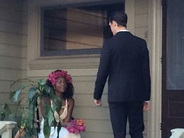 Dashawn Barnes and Matthew Harrison on set of Lost Indigo