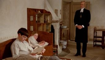 Pernilla Allwin, Bertil Guve, and Jan Malmsjö in Fanny and Alexander (1982)