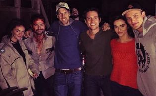 Alexandra Evans, Richard Short, Giles Alderson, Andrew Rodger, Bart Edwards, Devora Wilde and Rob Maaser on set of The D