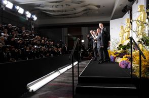 Skip Lievsay, Chris Munro, Christopher Benstead, and Niv Adiri at an event for The Oscars (2014)