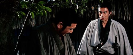 Shintarô Katsu and Etsushi Takahashi in Zatoichi at Large (1972)