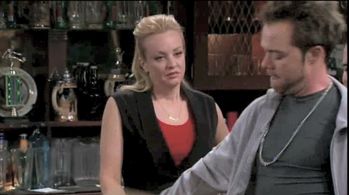 Wendi McClendon Covey and BJ Bales on the set of ABC's 