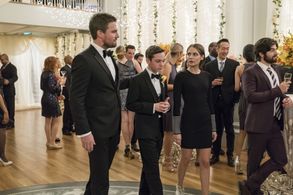 Willa Holland, Stephen Amell, and Jack Moore in Arrow (2012)