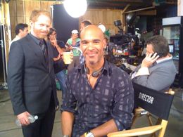 On set of Modern Family. Darren Dupree Washington, Jesse Tyler Ferguson