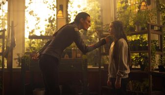 Still of Kylee Brown as Khalida with Lyne Renée as General Alder in Motherland: Fort Salem season 1