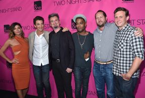Beau Flynn, Ruben Fleischer, Max Nichols, Jessica Szohr, Miles Teller, and Kid Cudi at an event for Two Night Stand (201