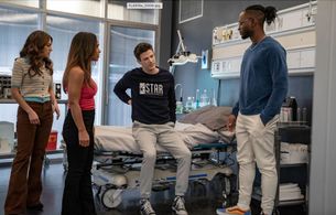 Danielle Nicolet, Grant Gustin, Kayla Compton, and Brandon McKnight in The Flash (2014)