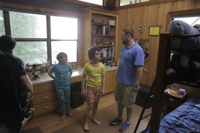 Brody Rose with L.J. Ruth, and Director Drew Hall on the set of 