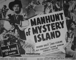 Richard Bailey, Roy Barcroft, Linda Stirling, and Forrest Taylor in Manhunt of Mystery Island (1945)
