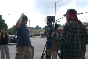 jNic on set of DRIFTERS pilot with CJ JOHNSON