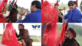 Vikram Dhillon directing the actors Simar Gill and Simran Dhindsa on the set of Marr Ke Khuda (2018).