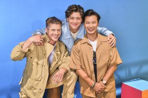 Jordan Rodrigues, Jake Austin Walker, and Antonio Cipriano at an event for National Treasure: Edge of History (2022)