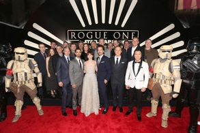 Simon Emanuel, Kathleen Kennedy, Michael Giacchino, Alan F. Horn, Felicity Jones, John Knoll, Diego Luna, Ben Mendelsohn