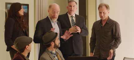 Wayne Federman, J.K. Simmons, Henry Phillips, and Michaela Watkins in Punching Henry (2016)