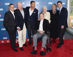 Jerry Weintraub, Barbara Bush, George Bush, Sheila Nevins, Michael Lombardo, Richard Plepler, and Eric Kessler at an eve
