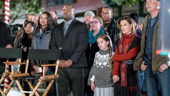 On set of Hallmark's Christmas in Homestead
