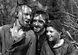 Axel Düberg, Tor Isedal, and Ove Porath in The Virgin Spring (1960)