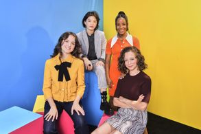 Sofia Rosinsky, Fina Strazza, Riley Lai Nelet, and Camryn Jones at an event for Paper Girls (2022)