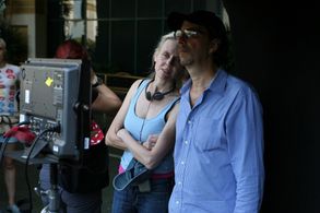 Director, Lisa Robertson on the set of 'COMMERCE' with DP, Michael Negrin ASC
