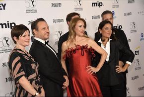 Alba Sotorra walking the red carpet at the International Emmy Awards at the New York Hilton in New York, NY, on November