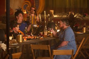Kathy Bates, Drew Rin Varick, and Rose Siggins in American Horror Story (2011)