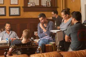 At the set of Bravetown with Josh Duhamel and Lucas Till