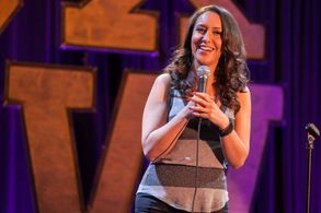Rachel Feinstein on stage at SXSW in 2015 for SXSW Comedy with W. Kamau Bell.