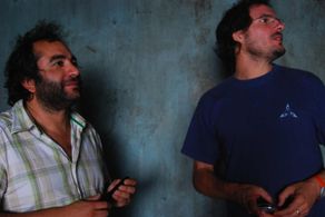 Eugenio Caballero and Carlos Cuarón on the set of Rudo & Cursi