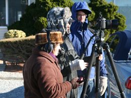 Kim Cummings on set of 