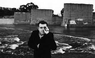 Writer-director Eric Nazarian on the Los Angeles River set of his first feature, “The Blue Hour.”