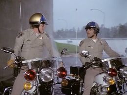 Erik Estrada and Larry Wilcox in CHiPs (1977)